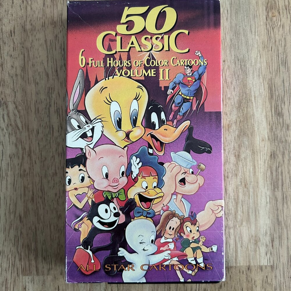 50 Classic 6 Full Hours Of Color Cartoons Volume II VHS- Tweety Bird Bugs Bunny